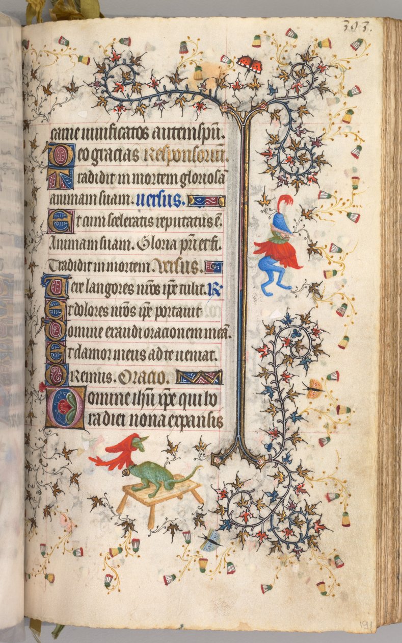 Hodiny Karla Vznešeného, krále navarrského 1361-1425: fol. 191r, Text, c. 1405. od Master of the Brussels Initials and Associates