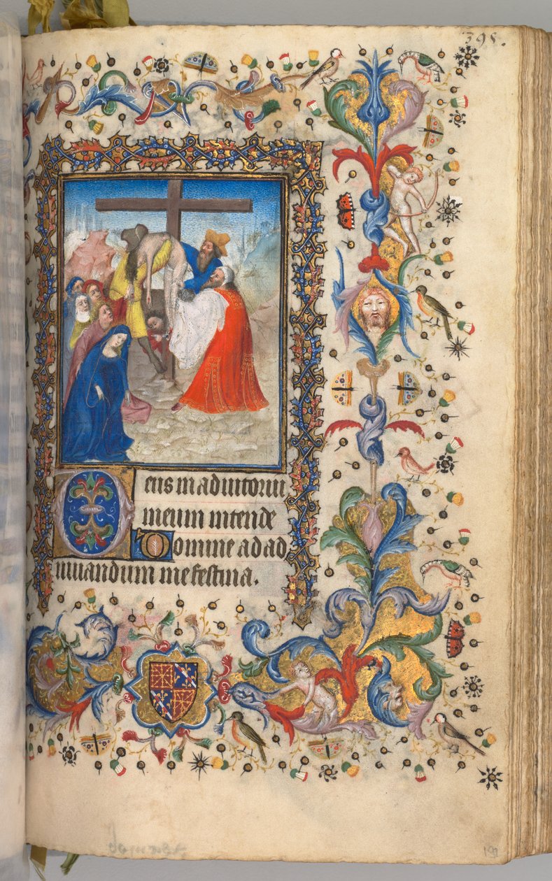 Hodiny Karla Vznešeného, krále navarrského 1361-1425: fol. 192r, Sestup z kříže, c. 1405. od Master of the Brussels Initials and Associates