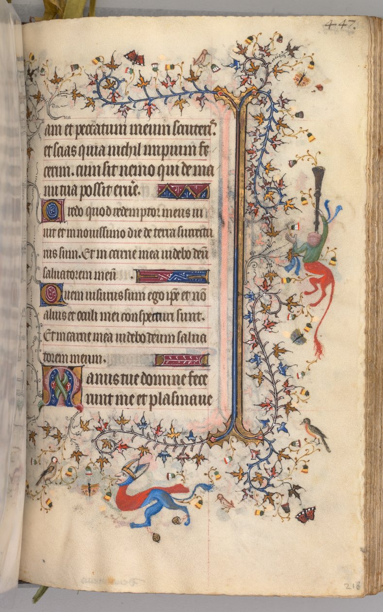 Hodiny Karla Vznešeného, krále navarrského 1361-1425: fol. 218r, Text, c. 1405. od Master of the Brussels Initials and Associates