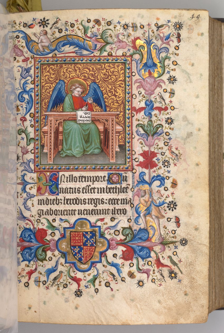Hodiny Karla Vznešeného, krále navarrského 1361-1425: fol. 25a, svatý Matouš, c. 1405. od Master of the Brussels Initials and Associates
