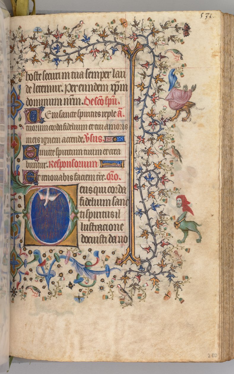 Hodiny Karla Vznešeného, krále navarrského 1361-1425: fol. 260r, Duch svatý, c. 1405. od Master of the Brussels Initials and Associates