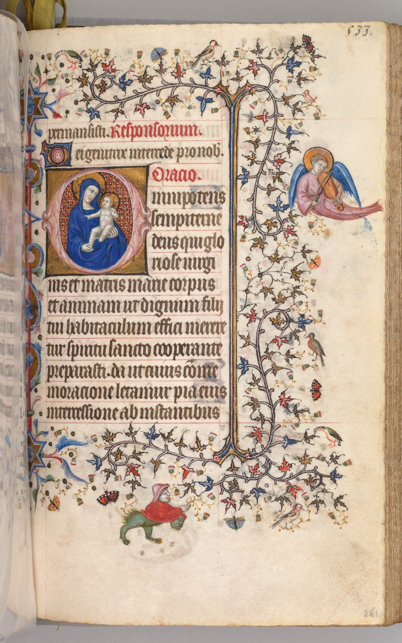 Hodiny Karla Vznešeného, krále navarrského 1361-1425: fol. 261r, Panna a dítě, c. 1405. od Master of the Brussels Initials and Associates