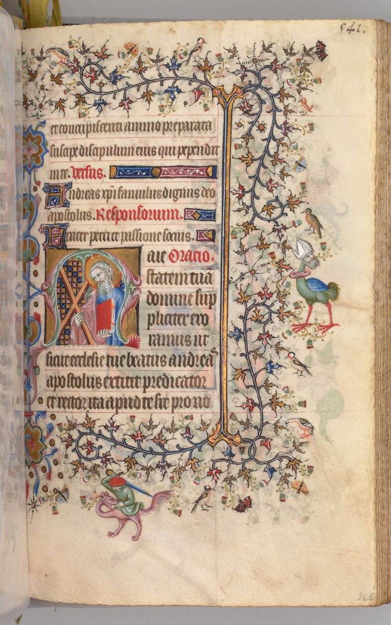 Hodiny Karla Vznešeného, krále navarrského 1361-1425: fol. 265r, Svatý Ondřej, k.ú. 1405. od Master of the Brussels Initials and Associates
