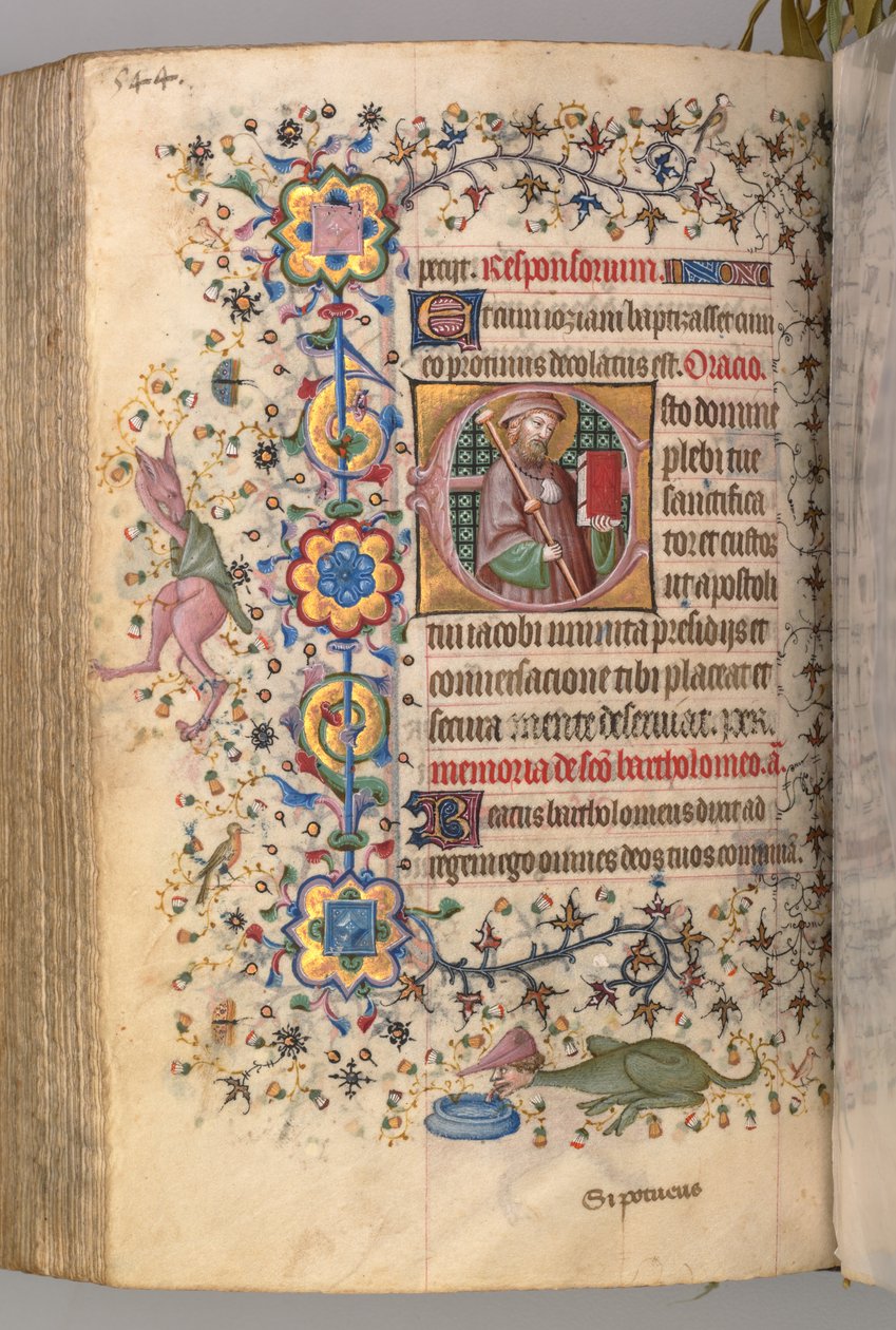 Hodiny Karla Vznešeného, krále navarrského 1361-1425: fol. 266v, sv. 1405. od Master of the Brussels Initials and Associates