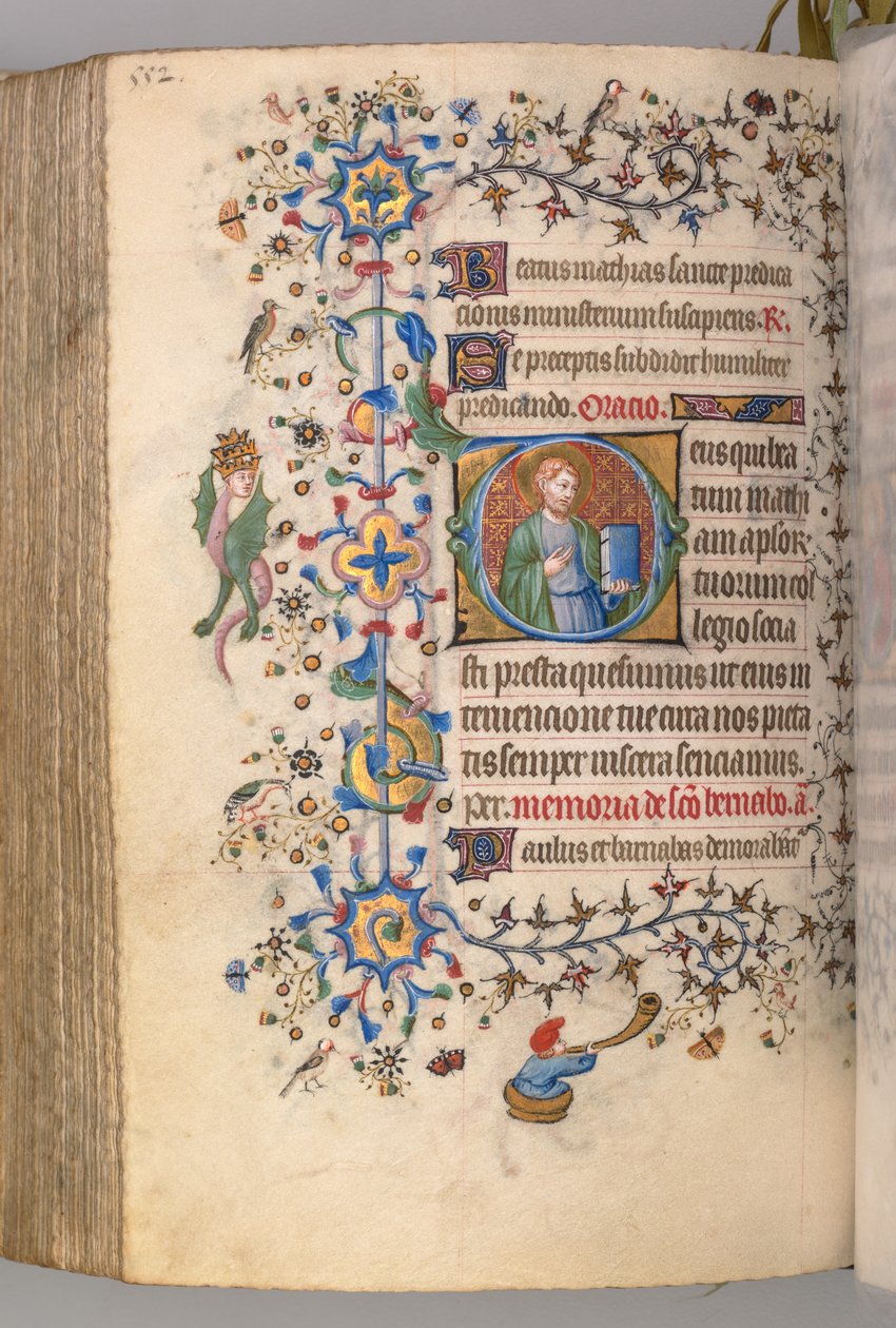 Hodiny Karla Vznešeného, krále navarrského 1361-1425, , fol. 270v, St. Mathias, c. 1405. od Master of the Brussels Initials and Associates