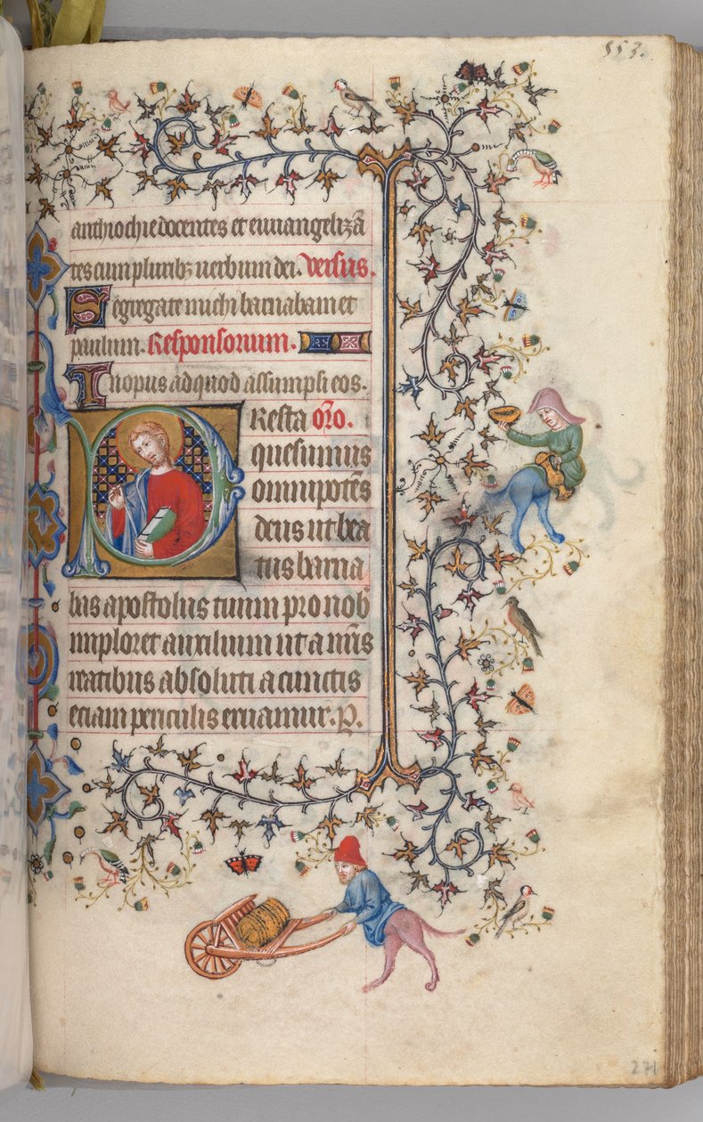 Hodiny Karla Vznešeného, krále navarrského 1361-1425, , fol. 271r, St. Barnabus, c. 1405. od Master of the Brussels Initials and Associates