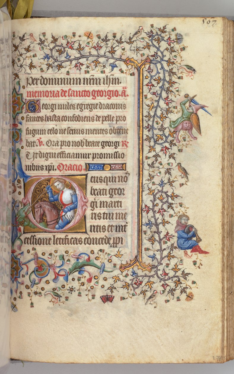 Hodiny Karla Vznešeného, krále navarrského 1361-1425, fol. 278r, Svatý Jiří, k.ú. 1405. od Master of the Brussels Initials and Associates