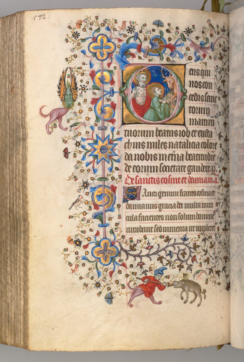 Hodiny Karla Vznešeného, krále navarrského 1361-1425, fol. 280V, SS. Job a Eustace, c. 1405. od Master of the Brussels Initials and Associates