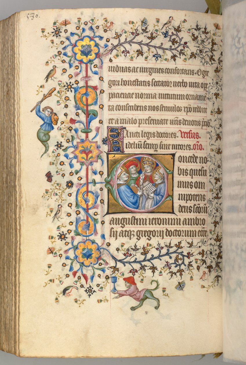 Hodiny Karla Vznešeného, krále navarrského 1361-1425, fol. 284v, Čtyři učitelé církve, c. 1 od Master of the Brussels Initials and Associates