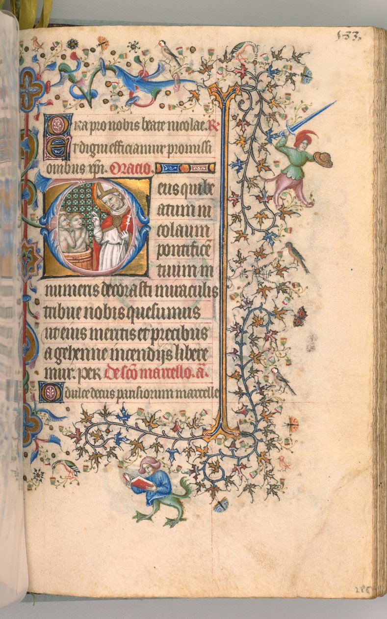Hodiny Karla Vznešeného, krále navarrského 1361-1425, fol. 2865r, Mikuláš, k.ú. 1405. od Master of the Brussels Initials and Associates