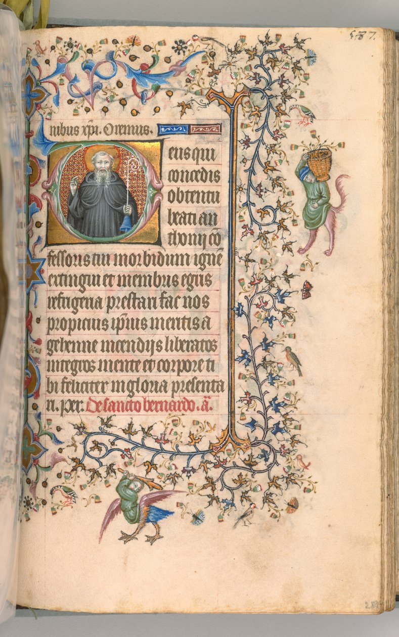 Hodiny Karla Vznešeného, krále navarrského 1361-1425, fol. 288r, Svatý Antonín, k.ú. 1405. od Master of the Brussels Initials and Associates