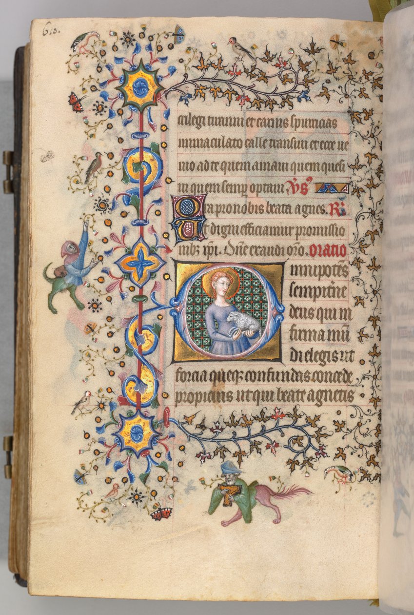 Hodiny Karla Vznešeného, krále navarrského 1361-1425, fol. 299v, svatá Anežka, kol. 1405. od Master of the Brussels Initials and Associates