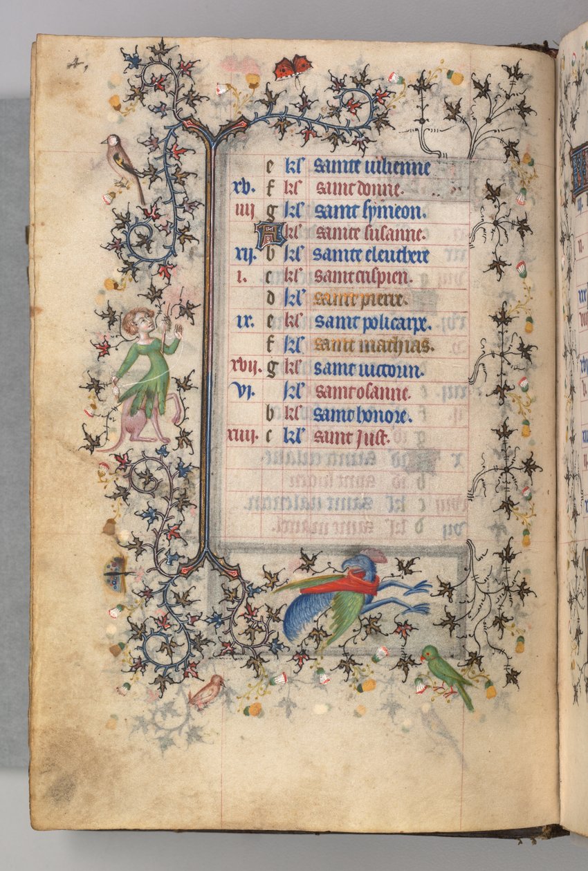 Hodiny Karla Vznešeného, krále navarrského 1361-1425: fol. 2v, únor, c. 1405. od Master of the Brussels Initials and Associates