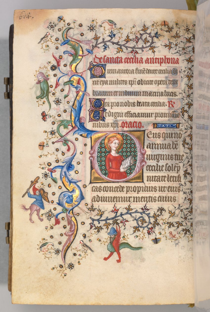 Hodiny Karla Vznešeného, krále navarrského 1361-1425, fol. 301v, St. Cecilia, c. 1405. od Master of the Brussels Initials and Associates