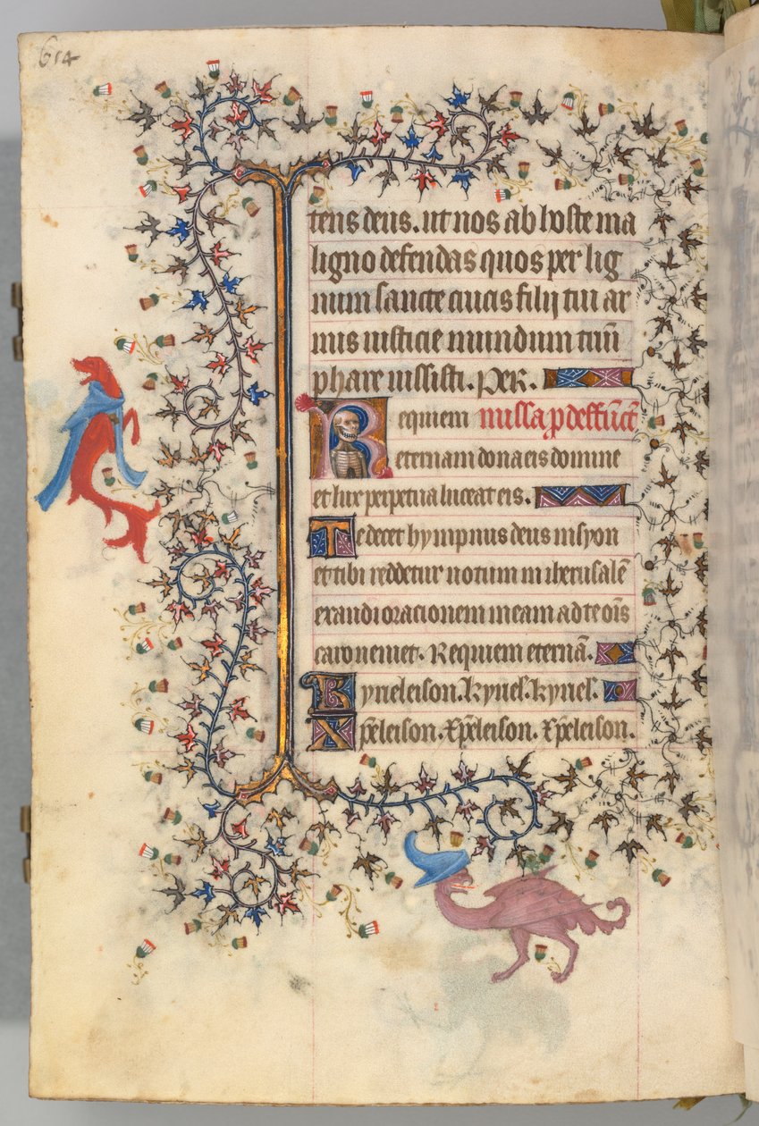 Hodiny Karla Vznešeného, krále navarrského 1361-1425, fol. 321v, Busta smrti, c. 1405. od Master of the Brussels Initials and Associates