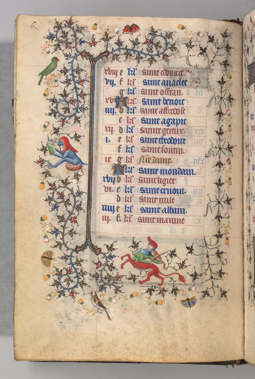 Hodiny Karla Vznešeného, krále navarrského 1361-1425: fol. 3v, březen, c. 1405. od Master of the Brussels Initials and Associates