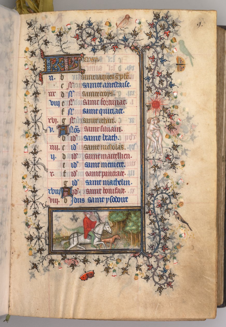 Hodiny Karla Vznešeného, krále navarrského 1361-1425: fol. 5r, květen, c. 1405. od Master of the Brussels Initials and Associates