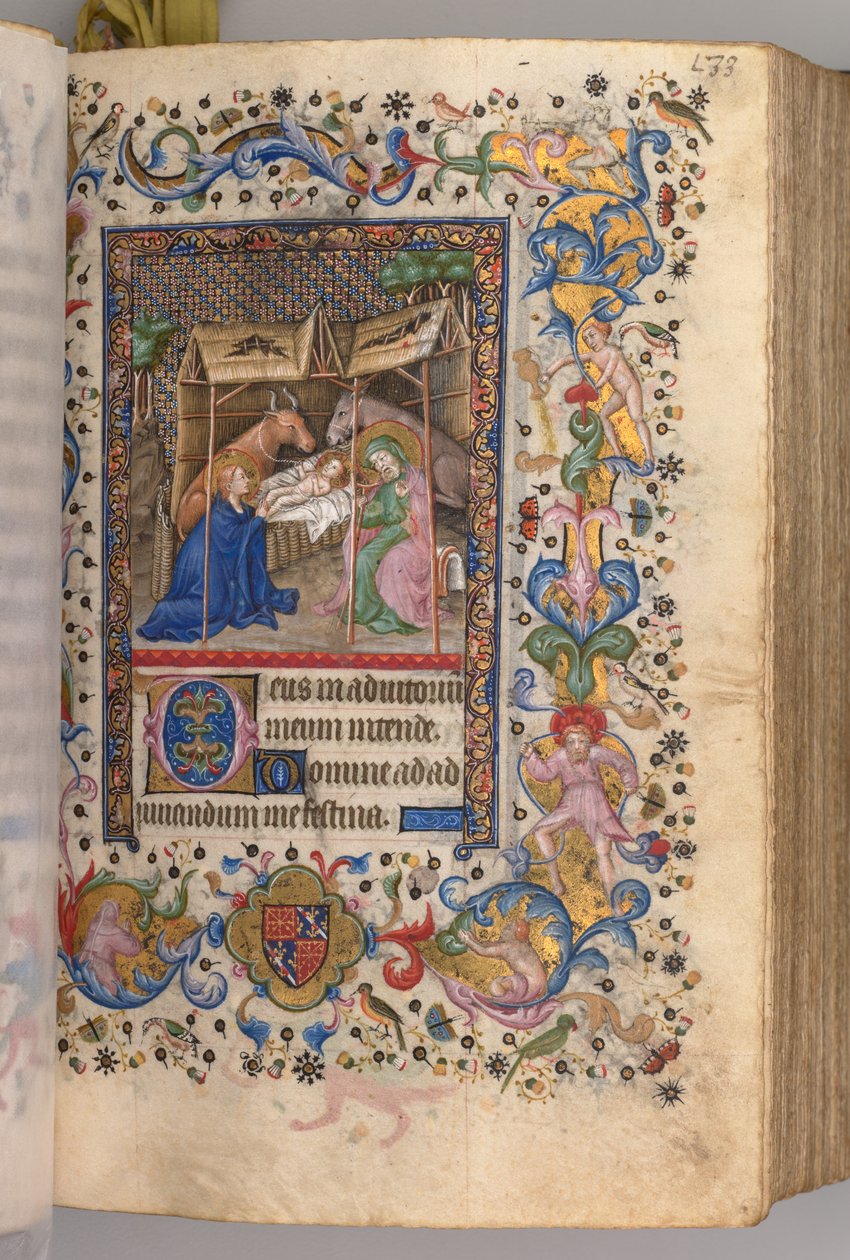 Hodiny Karla Vznešeného, krále navarrského 1361-1425: fol. 67r, Nativity Prime, c. 1405. od Master of the Brussels Initials and Associates