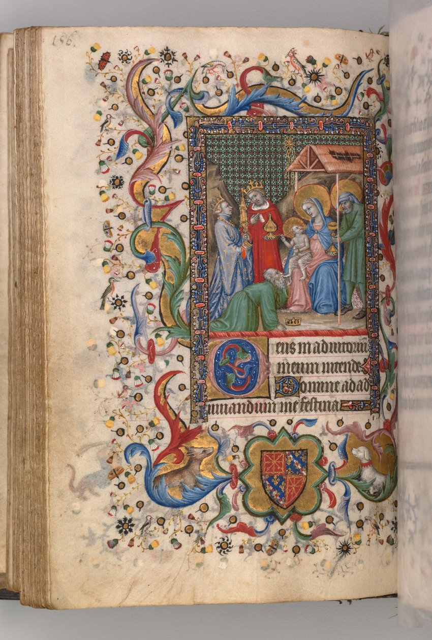 Hodiny Karla Vznešeného, krále navarrského 1361-1425: fol. 78v, Klanění tří králů Sext, c. od Master of the Brussels Initials and Associates