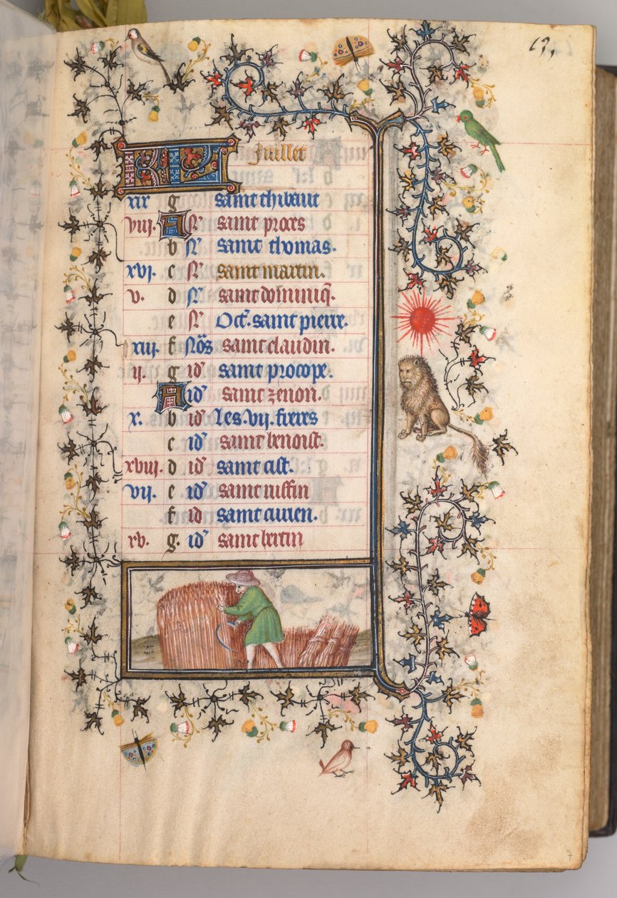 Hodiny Karla Vznešeného, krále navarrského 1361-1425: fol. 7r, červenec, c. 1405. od Master of the Brussels Initials and Associates