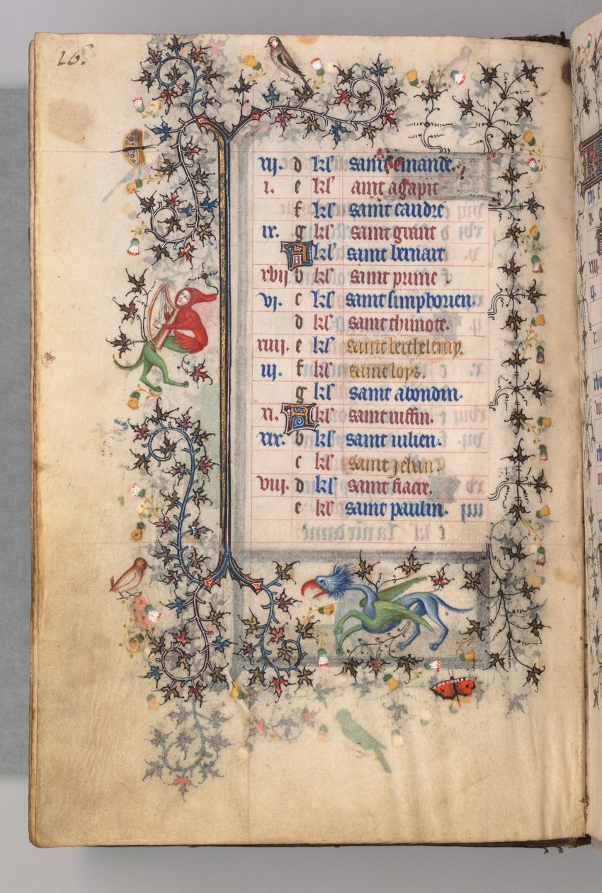 Hodiny Karla Vznešeného, krále navarrského 1361-1425: fol. 8v, srpen, c. 1405. od Master of the Brussels Initials and Associates