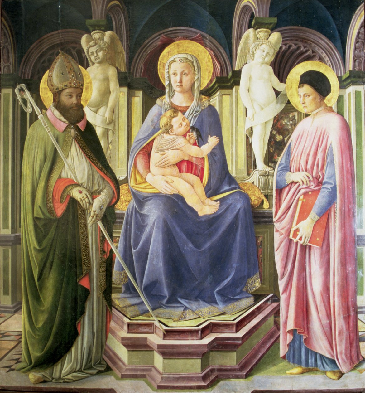 Madona s dítětem s SS. Klement a Justin, 1449-50 od Master of the Castello Nativity
