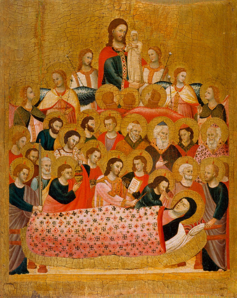 ""La dormition de la vierge"" Usnutí Panny Marie - Peinture du Maitre de la Madone Cini (aktivní cca 1330) - cca 1330 - Tempera na panelu - 50,3x41,2 - Museu Nacional d