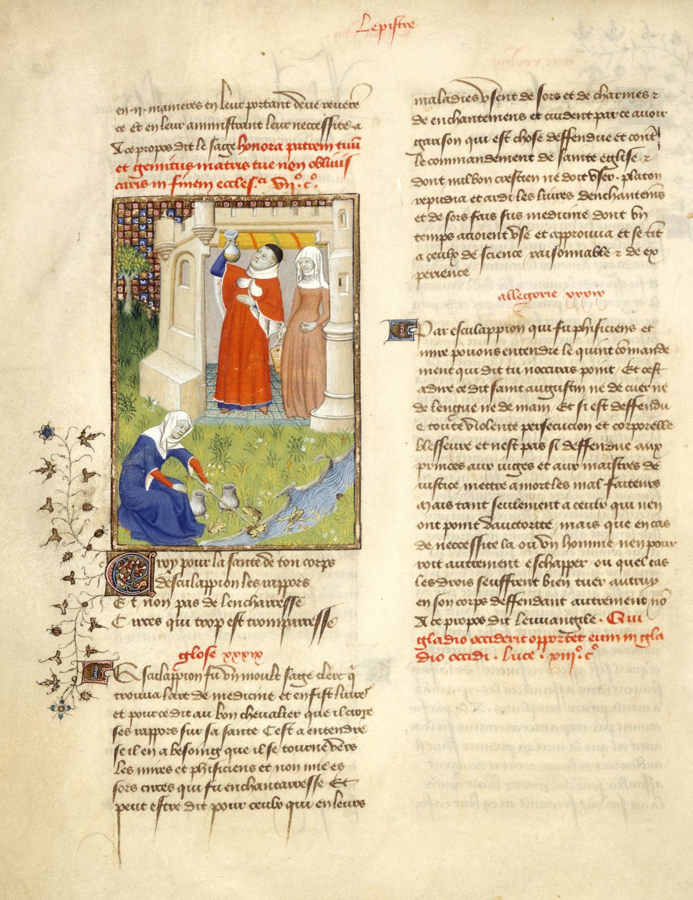 Harley 4431 f.113v, Aesculapius a Circe, ilustrace z 