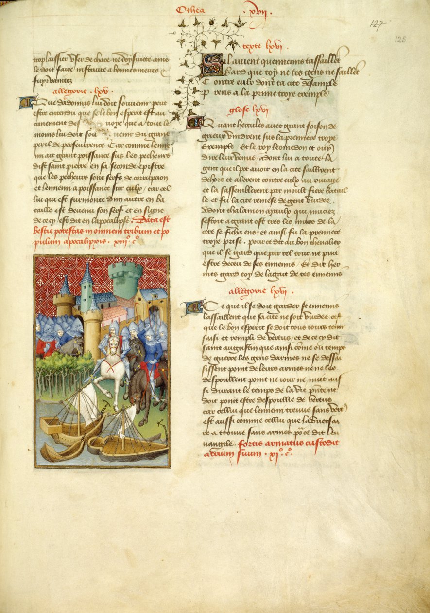 Harley 4431, fol. 125, Telamonova armáda vstupuje do Tróje, z 