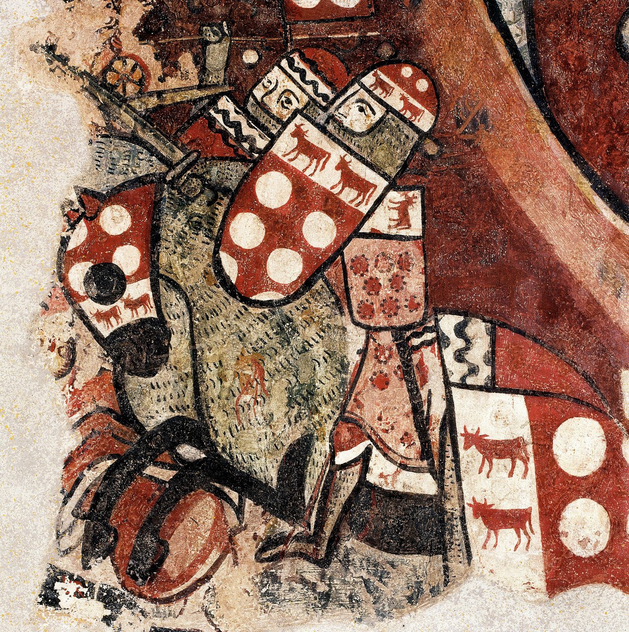 Dobytí Mallorky, detail fresky od mistra dobývání Mallorky od Master of the Conquest of Mallorca