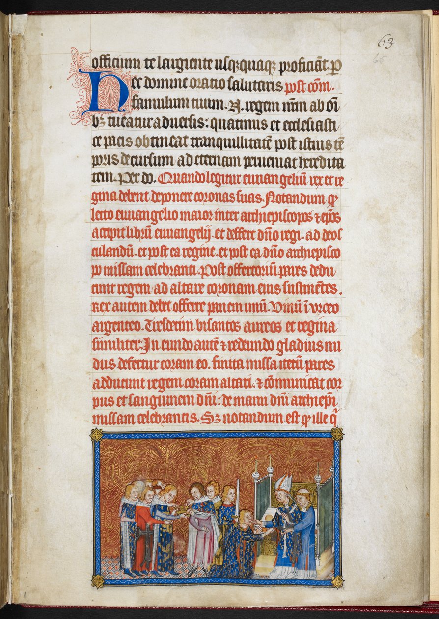 Bavlna Tiberius B. VIII f.65r, Královna vstupující do katedrály, z 