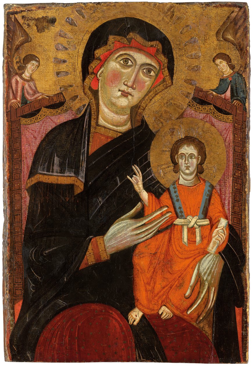 Madona s dítětem na trůnu se dvěma anděly od Master of the Crucifix No. 434