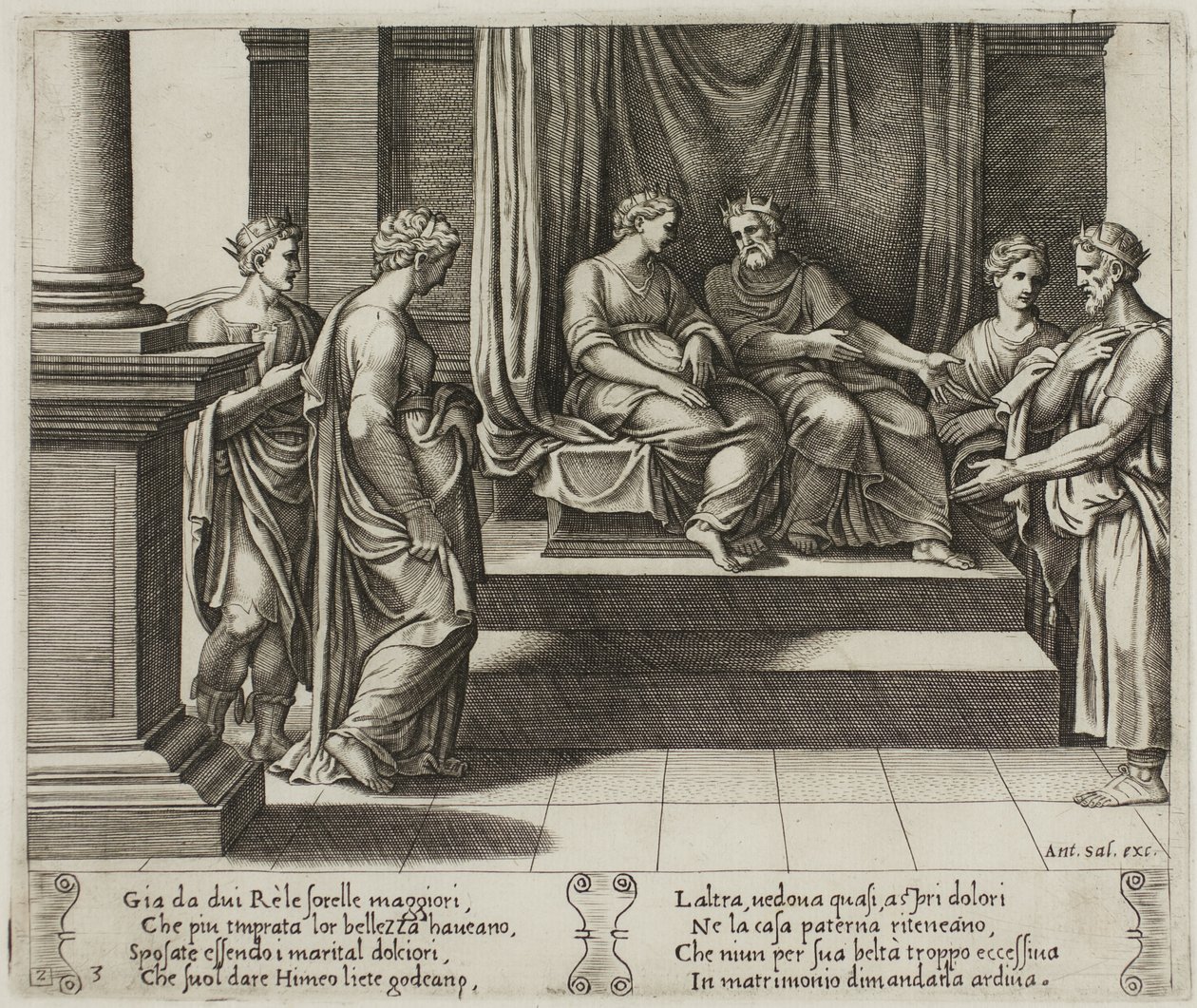 Dvě sestry Psyché jsou provdány za krále; ...Psyche je představena králi od Master of the Die
