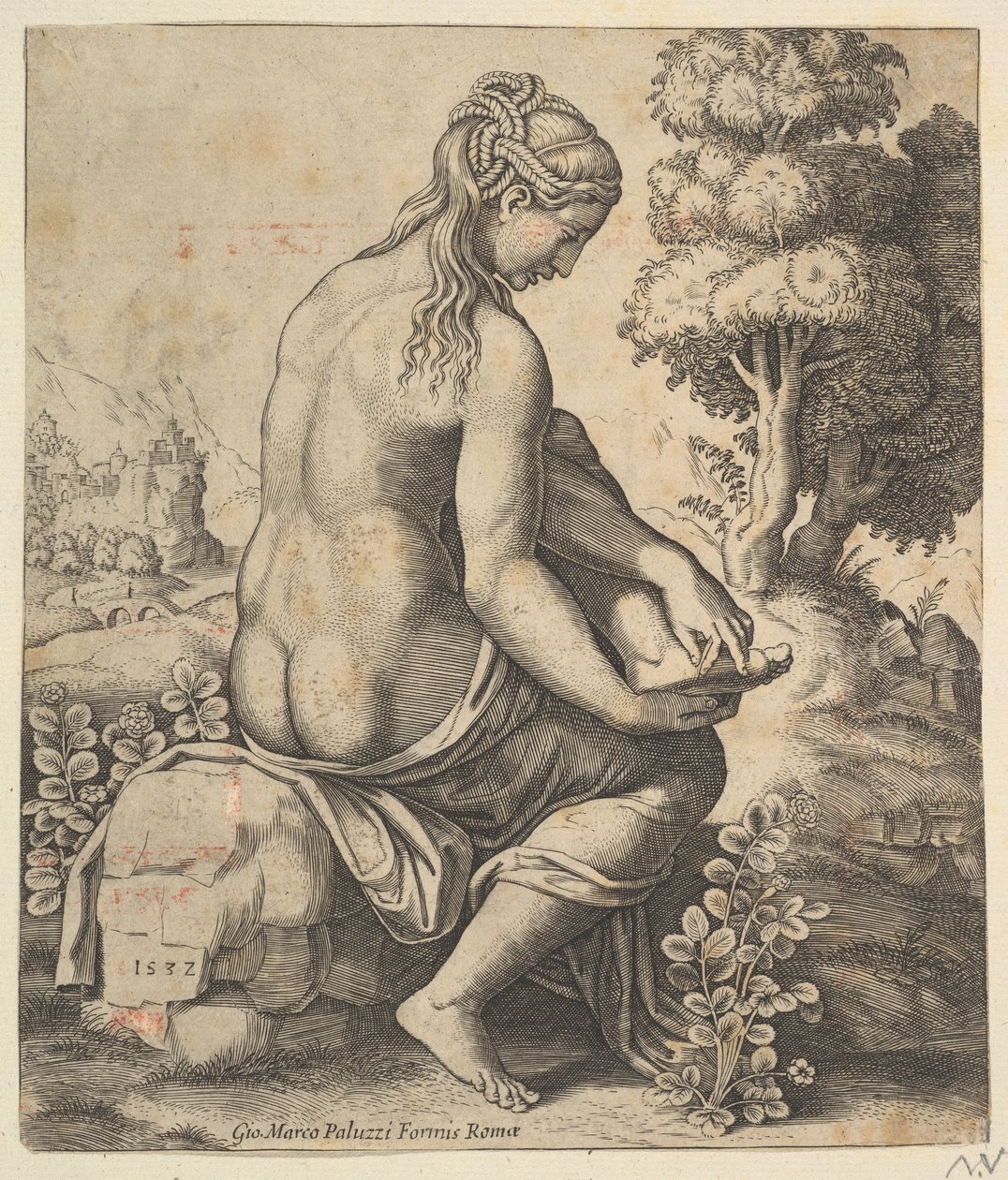 Venuše, jak si sundává trn z nohy, 1532. od Master of the Die