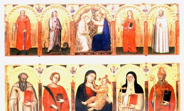 Korunovace Panny Marie se svatými (tempera na panelu) od Master of the Dominican Effigies