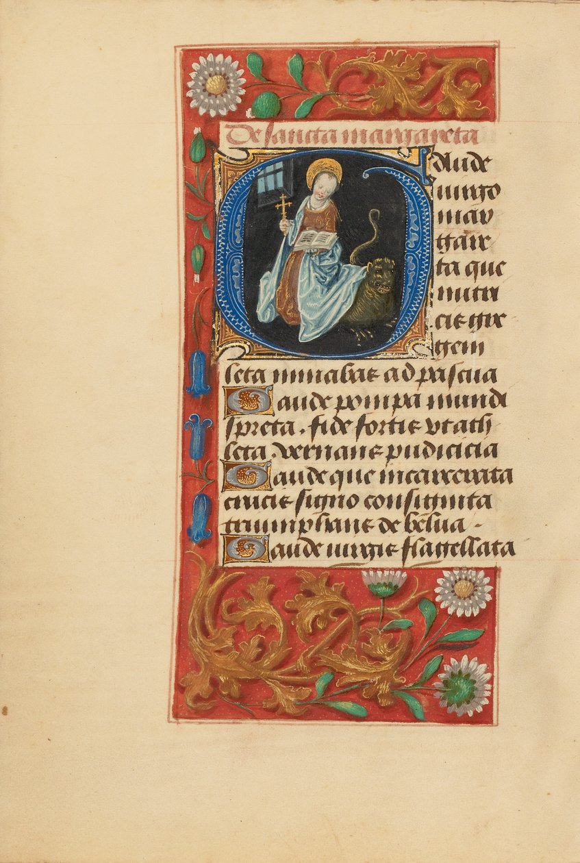 Počáteční písmeno G: Saint Margaret od Master of the Dresden Prayer Book