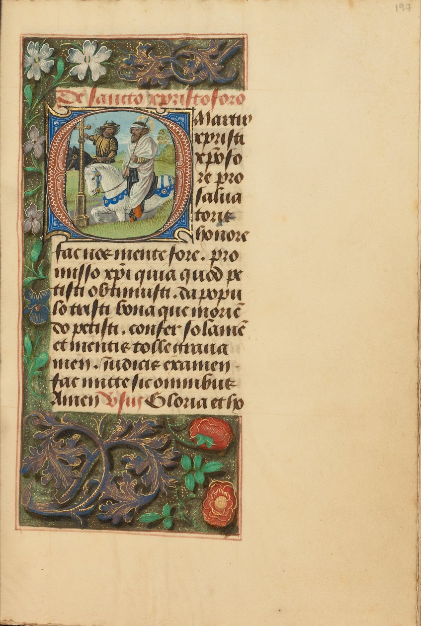 Počáteční písmeno O: Saint Christopher od Master of the Dresden Prayer Book