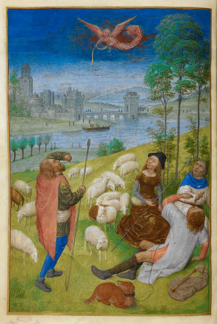 Zvěstování pastýřům. od Master of the Dresden Prayer Books
