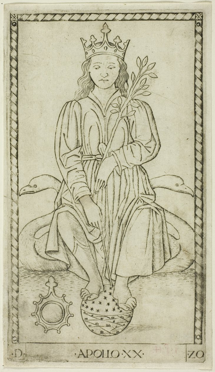 Apollo, deska 20 od Apollo a múz od Master of the E Series Tarocchi