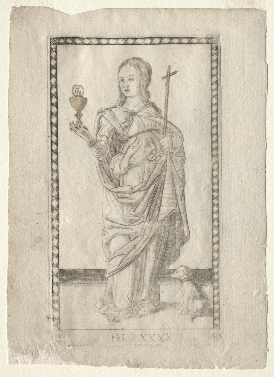 Víra z Tarocchi, série B: Cosmic Principles & Virtues, #40, před rokem 1467. od Master of the E Series Tarocchi