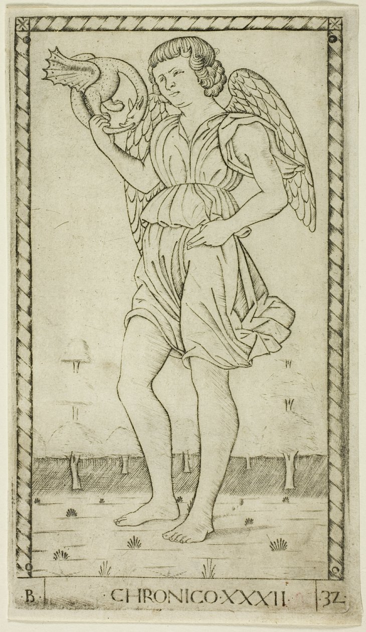 Genius of Time, deska 32 od Genii and Virtues od Master of the E Series Tarocchi