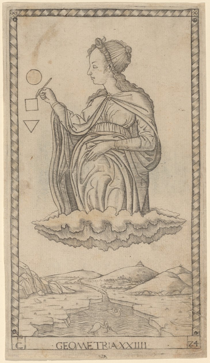 Geometria (geometrie) od Master of the E Series Tarocchi