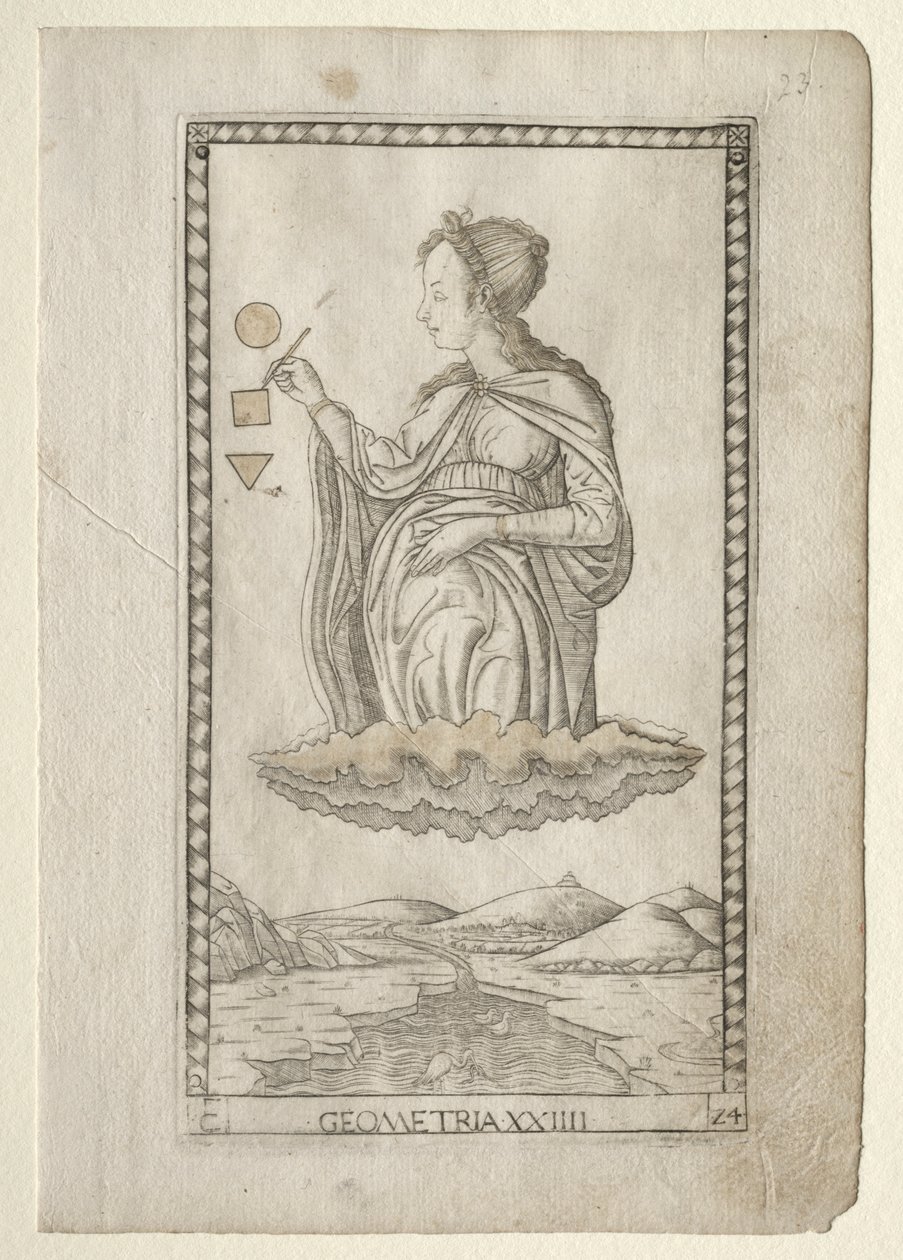 Geometrie z Tarocchi, série C: Liberal Arts, #24, před rokem 1467. od Master of the E Series Tarocchi