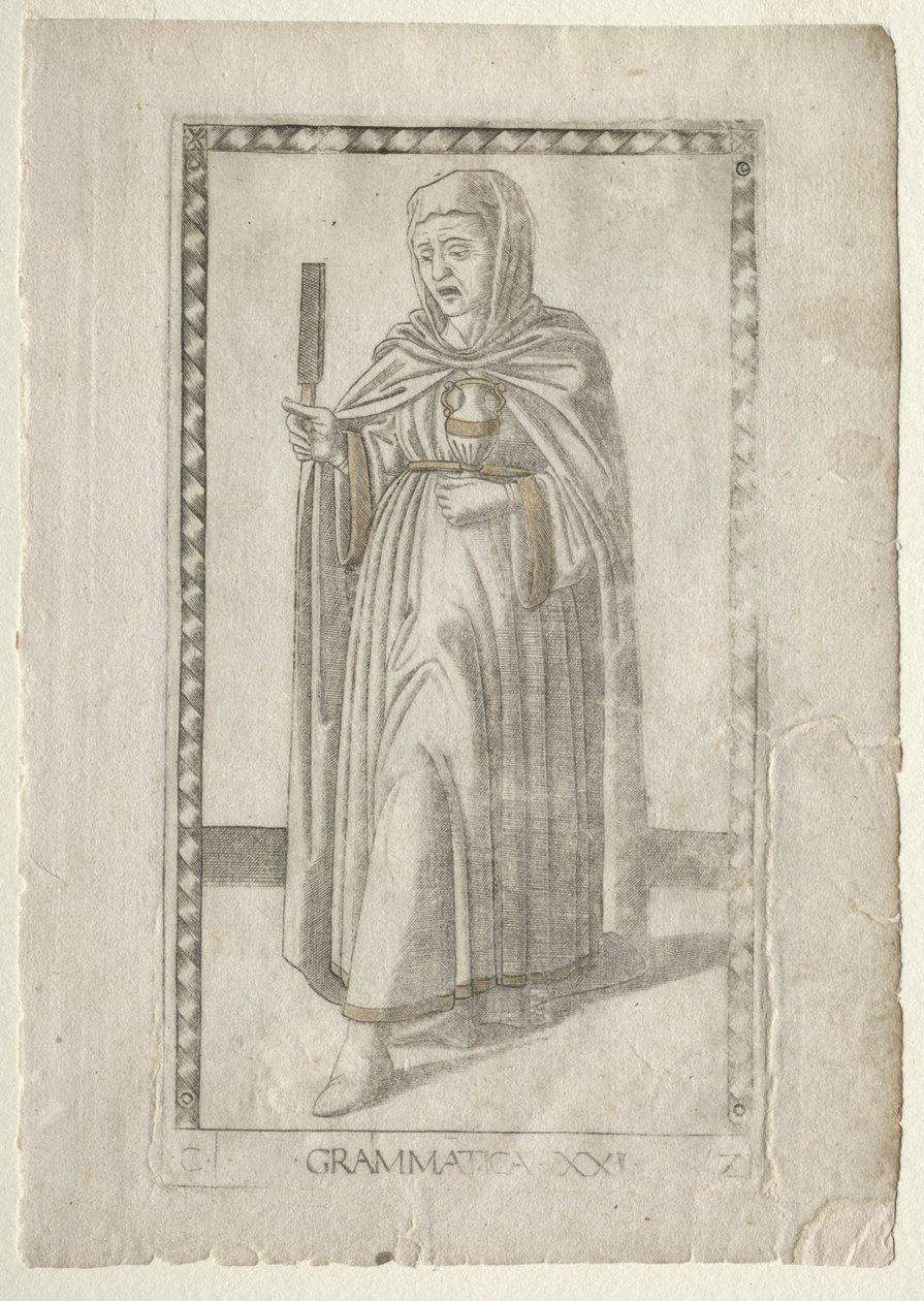 Gramatika z Tarocchi, série C: Liberal Arts, #21, před rokem 1467. od Master of the E Series Tarocchi