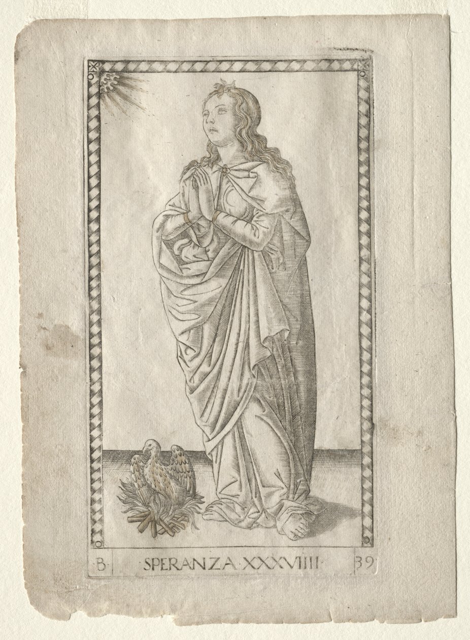 Naděje (z Tarocchi, série B: Cosmic Principles and Virtues, #39) od Master of the E Series Tarocchi