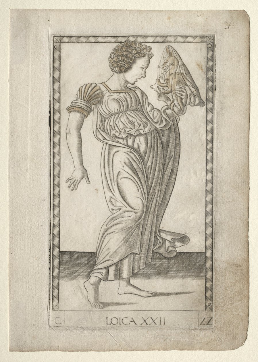 Logika z Tarocchi, série C: Liberal Arts, #22, před rokem 1467. od Master of the E Series Tarocchi