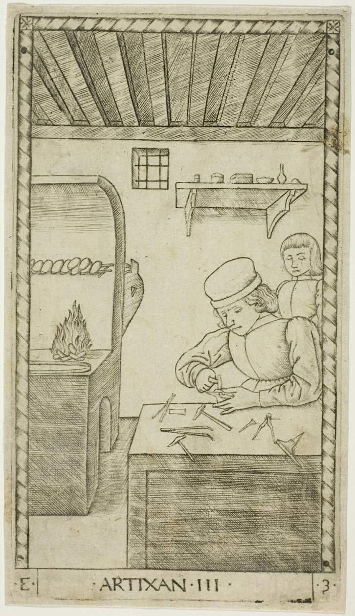 The Artisan, deska tři z The Ranks and Conditions of Men od Master of the E Series Tarocchi