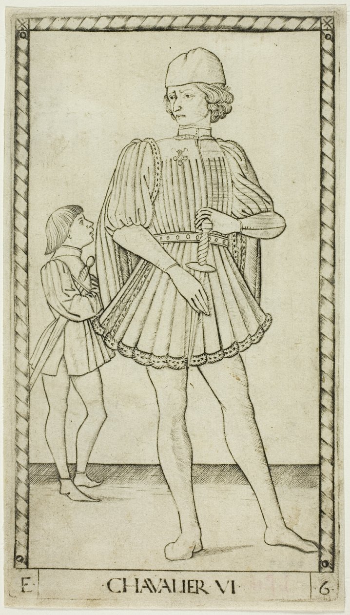 Rytíř, deska šest z The Ranks and Conditions of Men od Master of the E Series Tarocchi