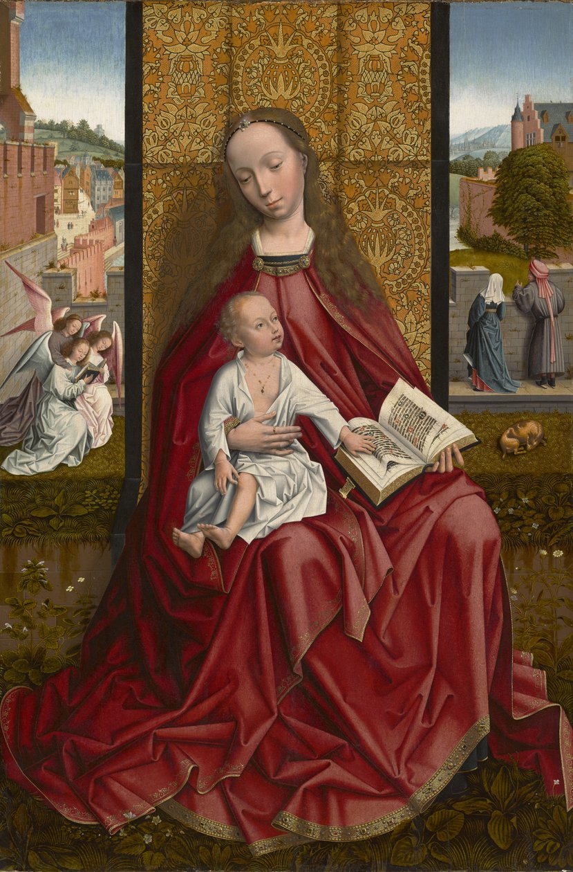 Panna a dítě na trůnu, cca 1500 od Master of the Embroidered Foliage