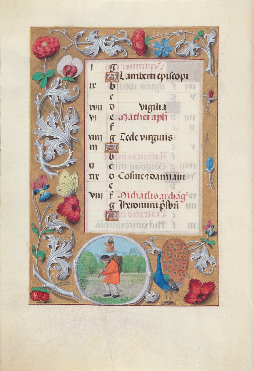 Hodiny královny Isabely Katolické, královny Španělska: Fol. 10v, září, cca. 1500. od Master of the First Prayerbook of Maximillian